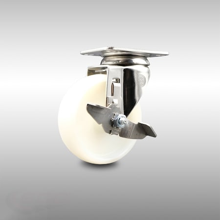 Service Caster 4 Inch 316SS Nylon Wheel Swivel Top Plate Caster with Brake SCC-SS31620S414-NYS-TLB